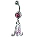 Pink Letter M Dangle Belly Ring