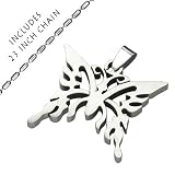 Beautiful Stainless Steel High-polish Butterfly Pendant with 23 Inch Stainless Steel Chain