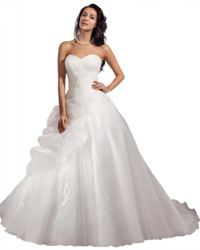 GEORGE BRIDE ELegant Strapless Ball Gown Satin Wedding Dress
