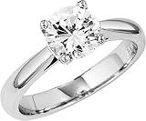 1.23 Carat Round Diamond 14K Gold white-gold Bridal Engagement Ring H Color SI3 Clarity