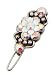 Michal Negrin Silver Coating Hair Clip with Hand-painted Flower Center and White Swarovski Crystals - Victorian Style, Made in Israel