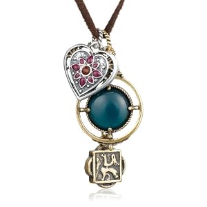 Buy Lucky Brand Charms On Leather Cord Two-Tone Necklace, 20 with 2 Extender by Lucky Brand