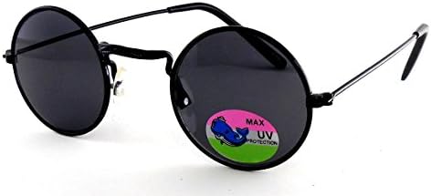 New Baby Boys Black Metal Round John Lennon Sunglasses Shades Black Lens
