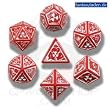 Q-Workshop Polyhedral 7-Die Set: Carved Nuke Dice Set (Red and White)