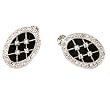 Sterling Silver Black Onyx White CZ Oval Earring