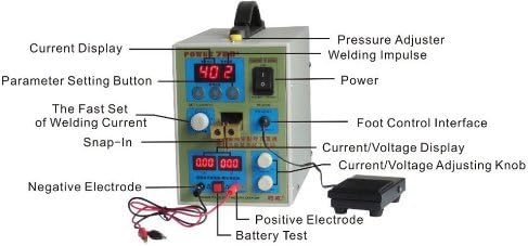 Gowe Tow in One Micro-computer Spot Welding & Battery Charger, Micro Pulse Maintenance Phone 18650 Power Battery Pedal-powered Touch Welder Spot Welding Machine