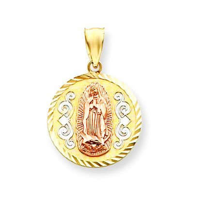 14k Two tone Rose w Rhodium D C Round Guadalupe Med