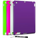 4 Color Pack Combo / Includes 4 Silicone Gel Skin Cover Cases for New Apple iPad 2 ( Only for iPad 2nd Generation - 3G & WiFi Models ) Purple - Clear - Magenta - Lime Green