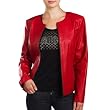 Phistic Women's Crop Lambskin Leather Jacket in Black or Red