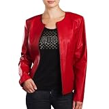 Phistic Women's Crop Lambskin Leather Jacket in Black or Red