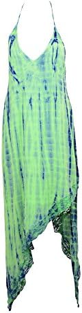 Michelle Jonas Womens Green Blue Libby Tie Dye Spaghetti Strap Dress L