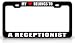 MY HEART BELONGS TO A RECEPTIONIST Occupation Metal Auto License Plate Frame Tag Holder, Black/White