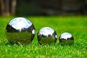 Set of Three Stainless Steel Sphere's 6.5, 9 & 13cm