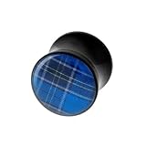 ACRYLIC PLUG WITH LOGO (PLAID) Gauge: 2 Sold as a Pair