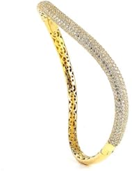 Sterling Silver & Cz 18k Yellow Gold Plated Bangle