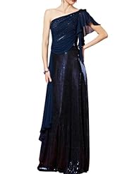 A-line Beaded Sequined Cocktail Floor Length Chiffon One Shoulder Homecoming Dress/Pageant Dress/Prom Dress/Party Dress/Wedding Dress 