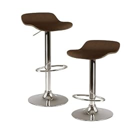 Kallie Set Of 2 Air Lift Adjustable Stool, Natural Wood Veneer Top And Metal Base By... by Winsome Wood