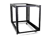 StarTech.com 12U 4 Post Server Equipment Open Frame Rack Cabinet with Adjustable Posts & Casters 4POSTRACK12A (Black)