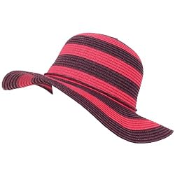 Kids 4-12 UPF 50 Sun Beach Hat Floppy Adjustable Purple with Pink