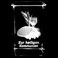 3D Laser Kristall Glasblock mit LED Beleuchtung - Motiv Glaube Schriftzug ZUR HEILIGEN KOMMUNION