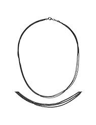 14K Gold Black 3 Strands Wheat Necklace 16 Inch