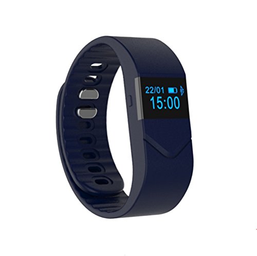 YIDA WB01 Heart Rate Monitor Fitness Tracker OLED Screen Touch Key Call SMS Reminder Pedometer Calorie Remote Camera Smart Bracelet Waterproof Bluetooth Smart Watch (navy blue)