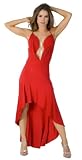 Revealing Cocktail Halter Dress with Fancy Cut Hem Accented with Flirty R-Stone Amulet from Hot Fash Dresses - ROYCE Red