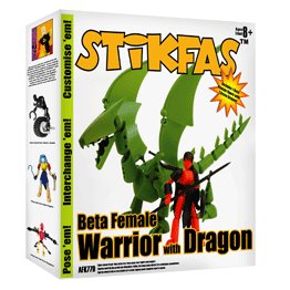 Childrens Toyshop  Toys : Stikfas Beta Female Warrior with Green Dragon