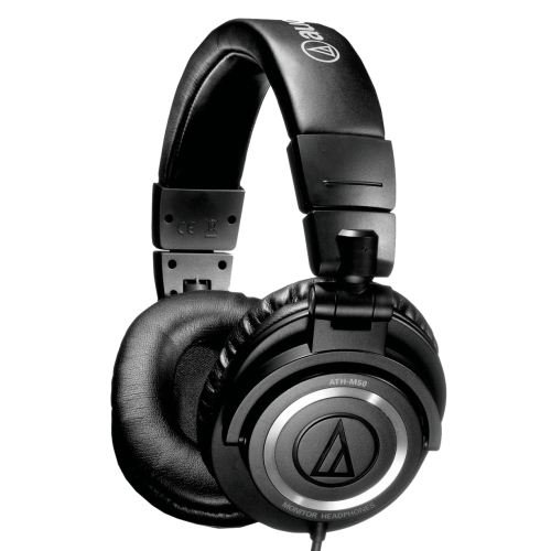  Audio Technica ATHM50 Studio Monitor Headphones, with Coiled Cable 