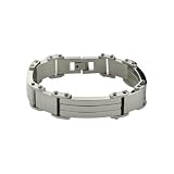 Mens Stainless Steel Bar Link Bracelet, 8.5"