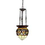 Kichler Lighting 65134 1-Light Provencia Art Glass Inverted Pendant, Art Nouveau Bronze Finish