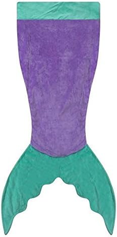 SooCool Mermaid Tail Shape Blanket,Super Soft Flannel Outside and Cozy Fleece Fabric Inside,Great for Kids(Ages 3-12),Purple