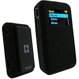 iGadgitz Black Silicone Skin Case Cover for SanDisk Sansa Clip Plus (+) MP3 Player