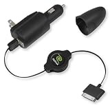 ReTrak Retractable 4-in-1 Wall/Car/USB Charger for iPod/iPhone, Black (ETIPODCHG41B)