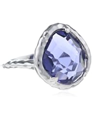 Sterling Silver Plated Purple Faceted Glass Ring