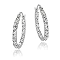 Sterling Silver 18mm Inside Out CZ Hoop Earrings