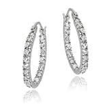 Sterling Silver 18mm Inside Out CZ Hoop Earrings