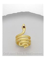Snake CZ Ring In Brass