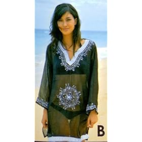 Copacabana Long Sleeve Embroidered Beach Tunic/Cover Up