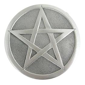 BELT BUCKLE - PENTAGRAM GOTHIC WICCA PEWTER NEW