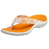  : Crocs Women's Capri Canvas Thong,White/Mango,6 M