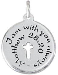 Sterling Silver "I Am with You Always Matthew 28:20 Charm