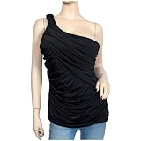 Plus Size Black Single Shoulder Ruched Side Top