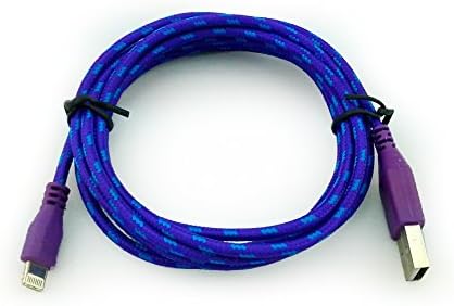 Mopo 2 Pack Colorful USB Data 6ft/2m Fabric Braided Sync Cable Charger Cord for Iphone5/iphone5s/iphone5c Ipod Touch 5th Ipad Mini (Variety Colors) (Purple+Green)