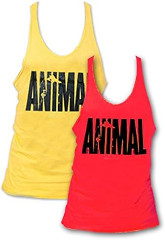 Pack of 2 Mens Animal Letter Print Muscle Gym Stringer Tank Top for Bodybuilding