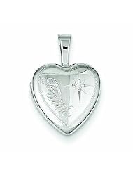Genuine .925 Sterling Silver & Diamond Faith 12mm Heart Locket 1.3 Grams. 100% Satisfaction Guaranteed.