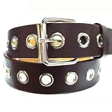 Brown Single 1 Row Grommet Leather Cargo Belt Size Small