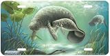 Manatee Serenity-Florida Mother and Baby Manatee Art-License Plate Car Auto Front Novelty Tag by Joe Rivera from Airstrike