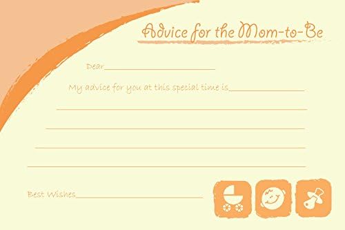 New Mommy Advice Cards (Orange) - Baby Shower Game for Guests to Share Their Best Advice with the Mom-to-Be. Each Package Includes 24 Cards.