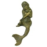 Cast Iron Nautical Repro Sitting Mermaid Figurine Rust